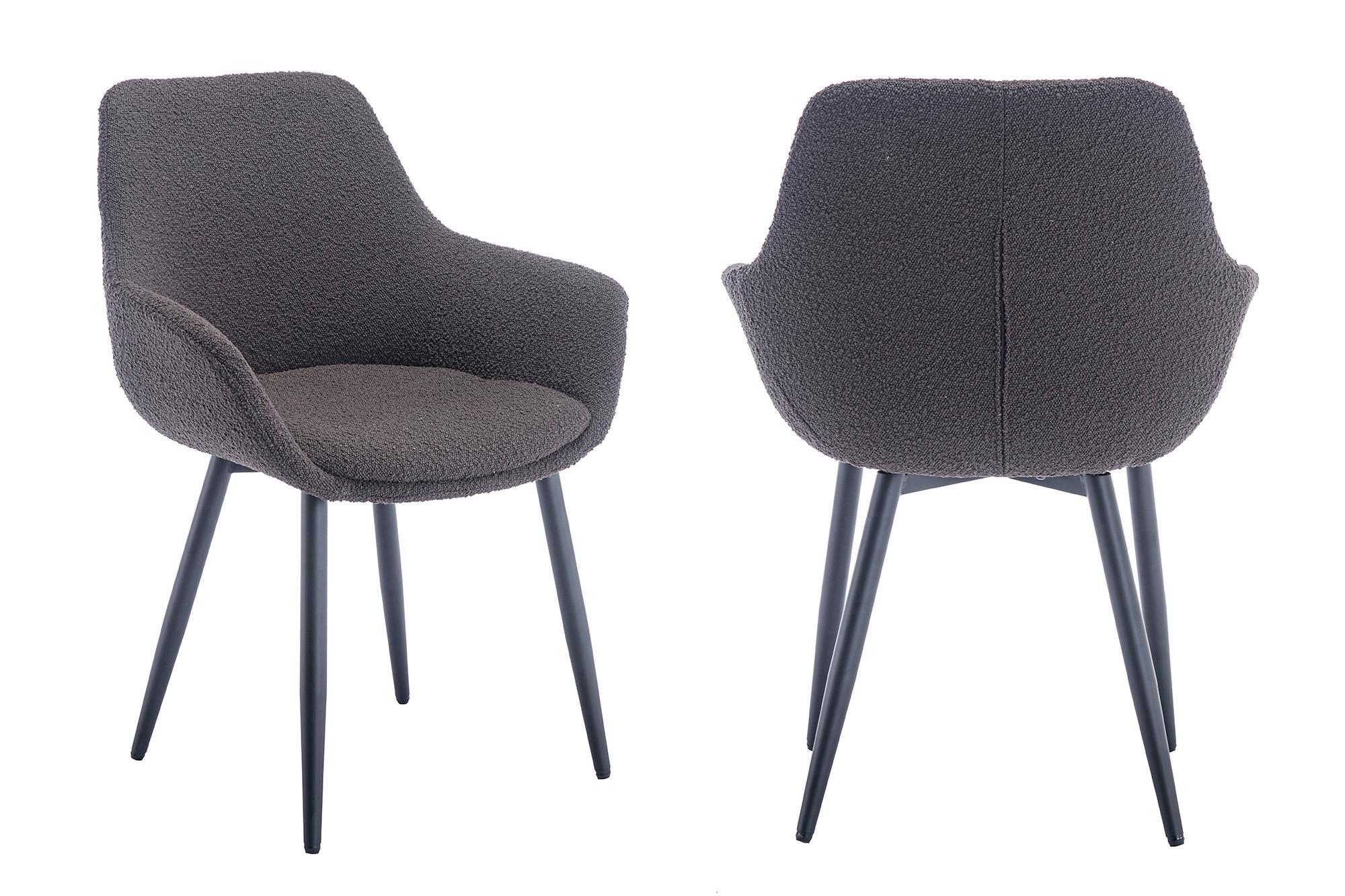 Set Stolov Bouclé, Antracit, 2-Delni - črna/antracit, Moderno, kovina/tekstil (64/86/59cm) - Livetastic