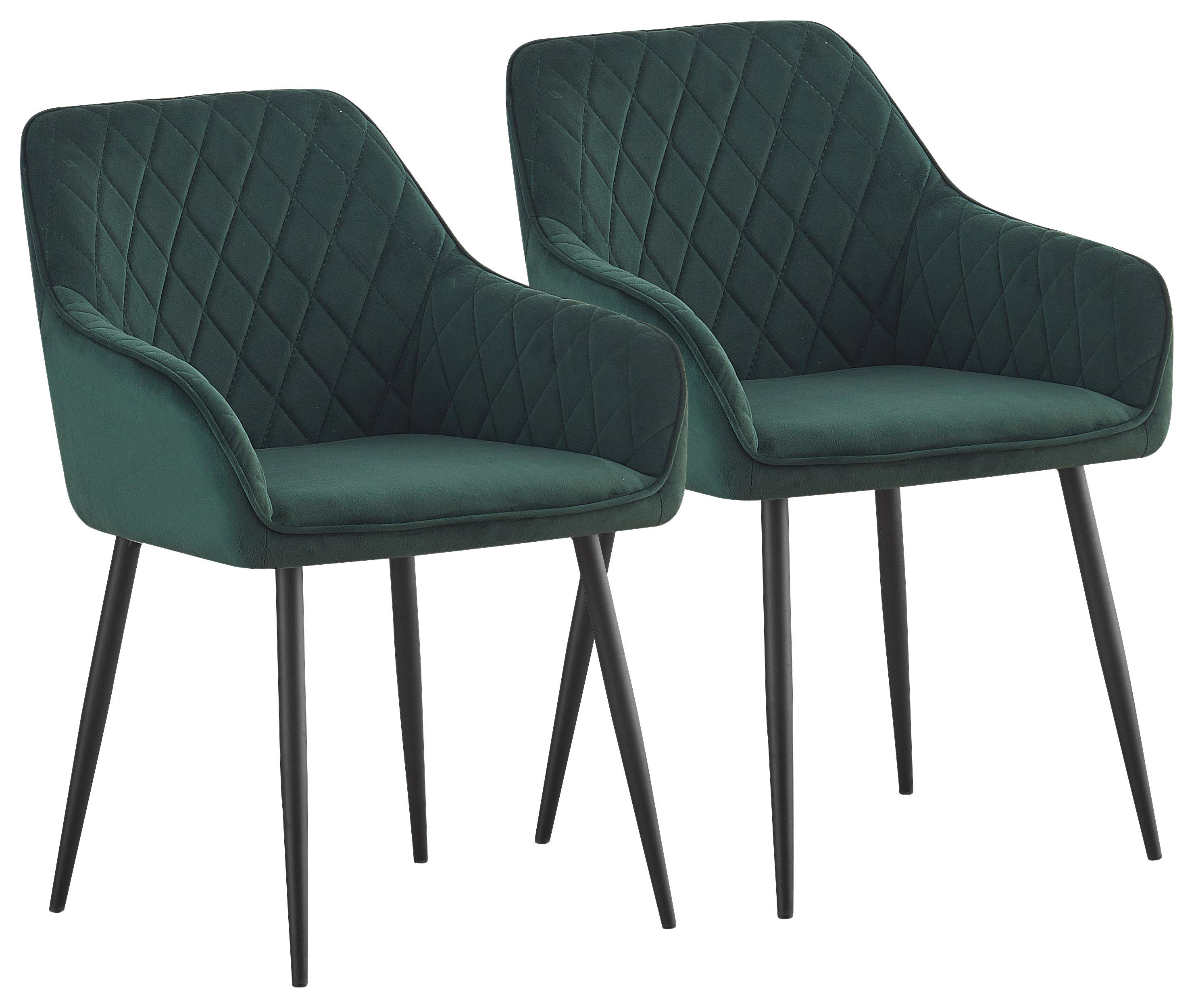 ZESTAW KRZESEŁ Z PODŁOKIETNIK. STU - zielony/czarny, Design, metal/tkanina (56/82,5/61,5cm) - Novel