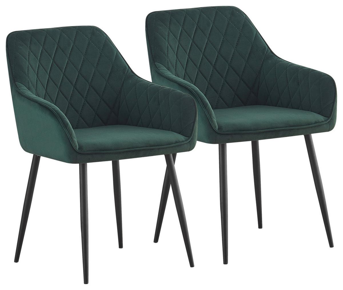 ZESTAW KRZESEŁ Z PODŁOKIETNIK. STU - zielony/czarny, Design, metal/tkanina (56/82,5/61,5cm) - Novel