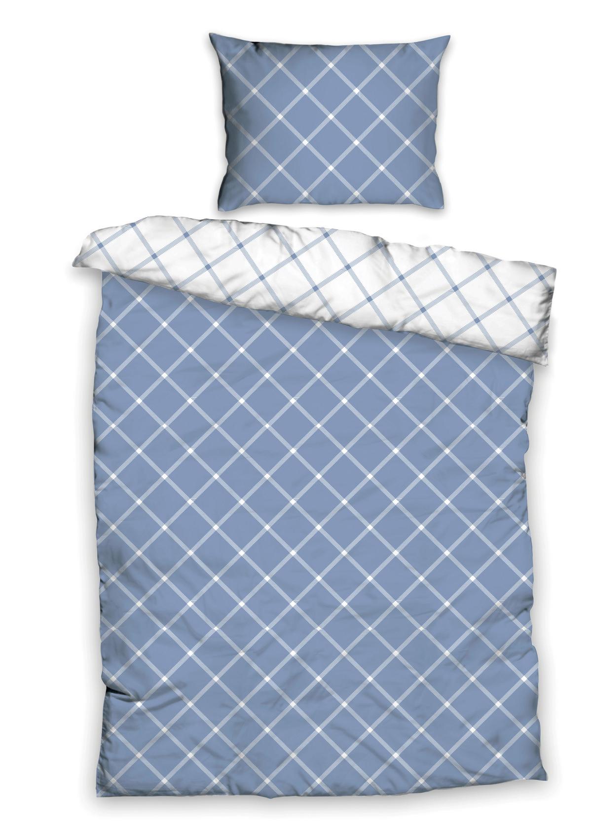 Wendebettwäsche Raute Blau Wende XL ca. 155x220cm - Blau/Weiß, MODERN, Textil (80/80/155/220cm)