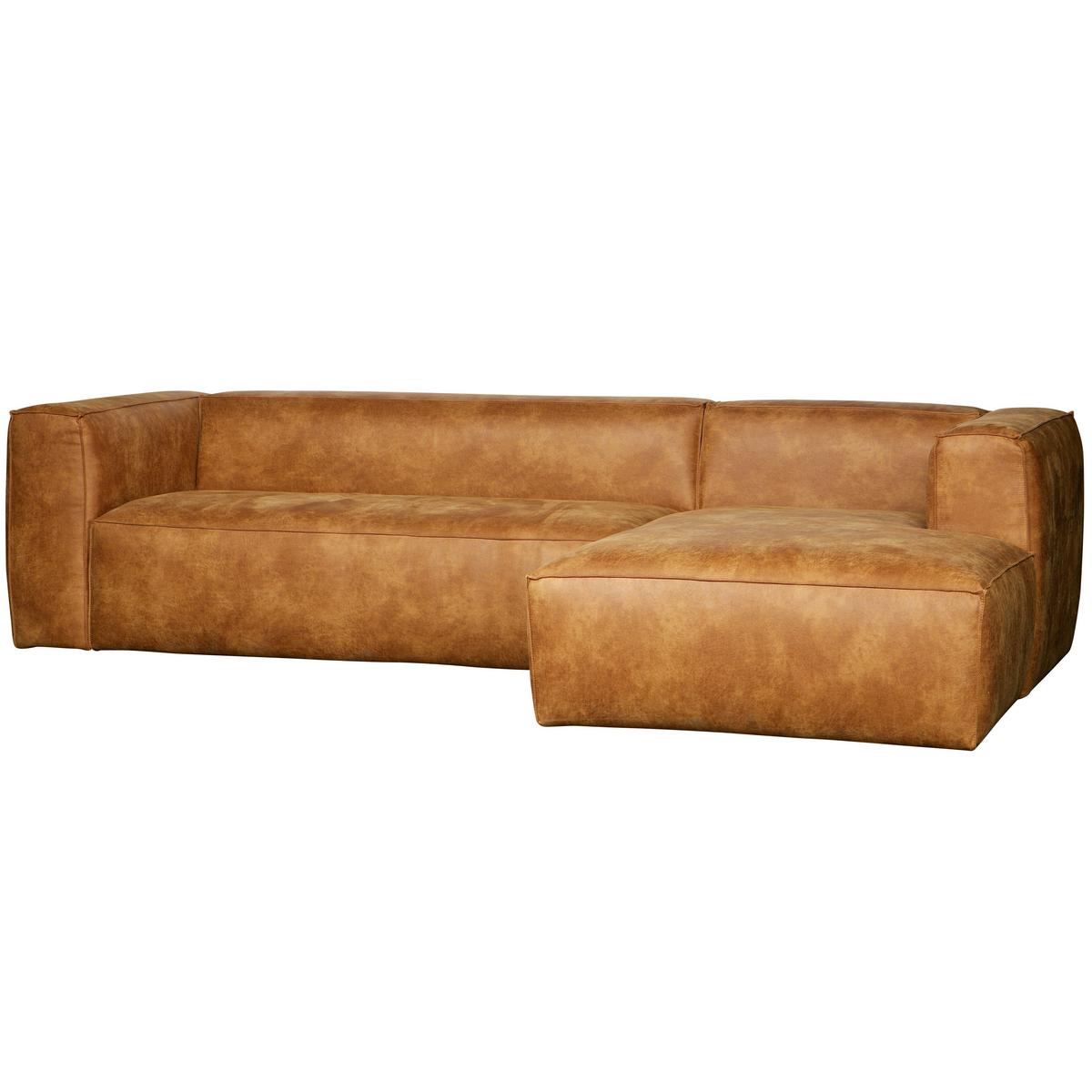 Ecksofa Bean Cognac S: 305x175cm - Cognac/Schwarz, Design, Leder/Kunststoff (305/175cm) - Livetastic