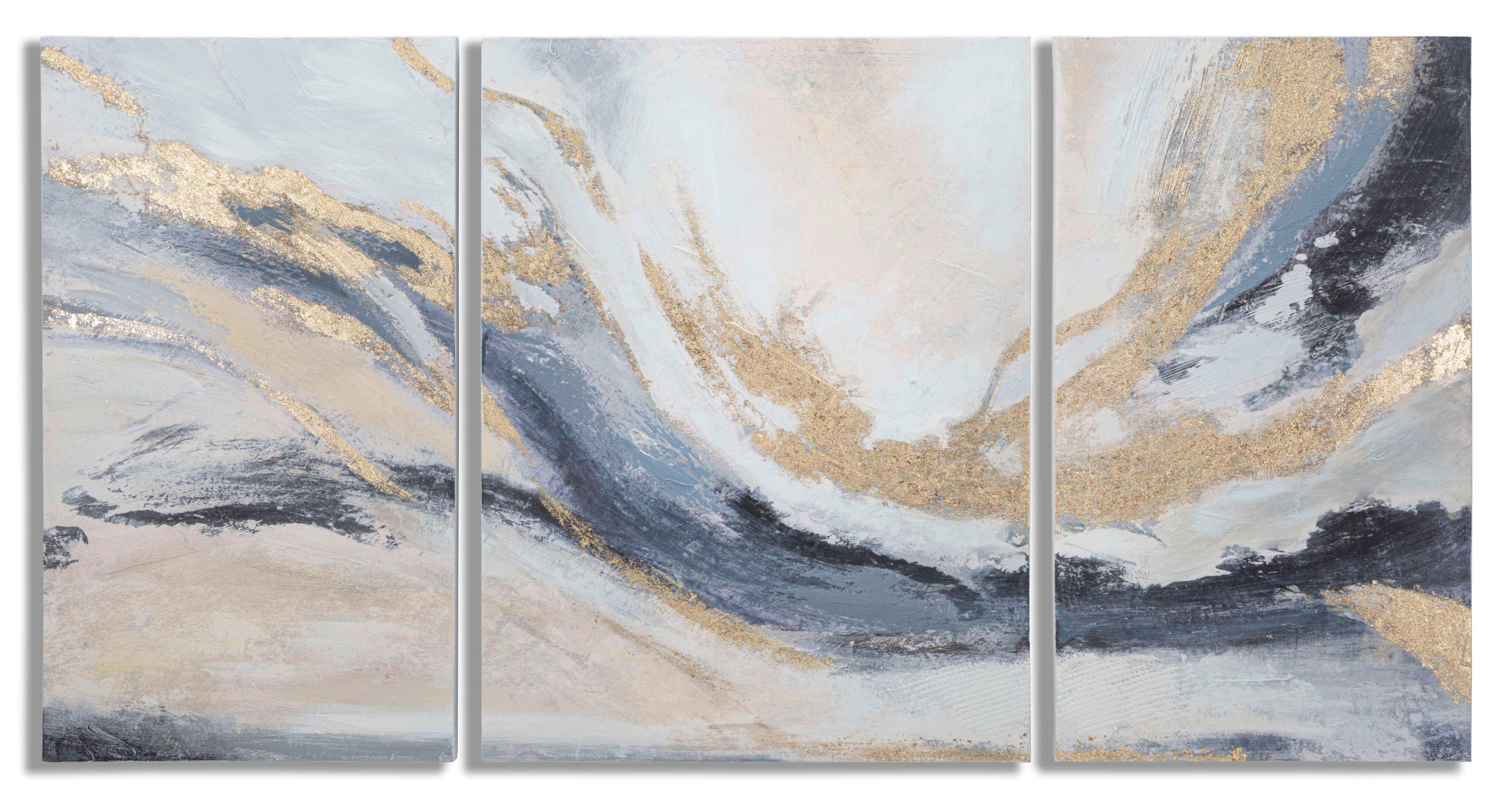 Leinwandbild Blau/Grau/Gold ca. 150x80cm - Blau/Goldfarben, Basics, Holz/Textil (150/80/2.7cm)