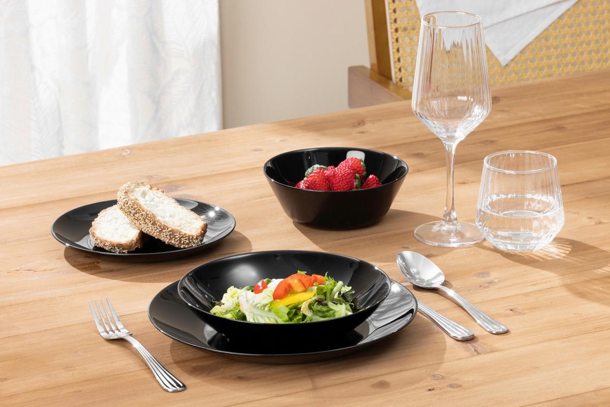 ZASTAWA STOŁOWA VETRO ROTONDO NERO - czarny, Basics, szkło - Boxxx