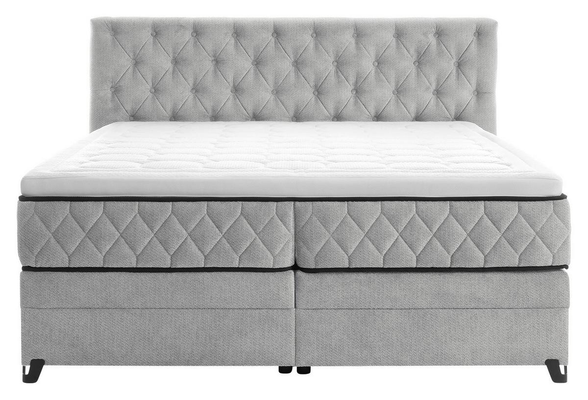 Boxspring Krevet Carmen - srebrne boje/tirkizna, Konvencionalno, drvni materijal/drvo (160/200cm) - Modern Living