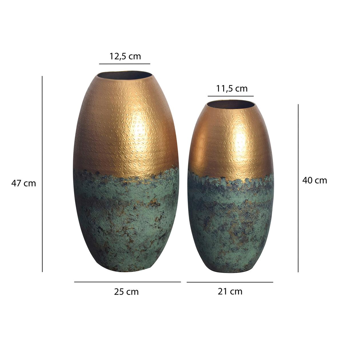 Set Dekorativnih Vaz Goldie, 2 Kos - zlate barve, Design, kovina (25/47/25cm) - Livetastic