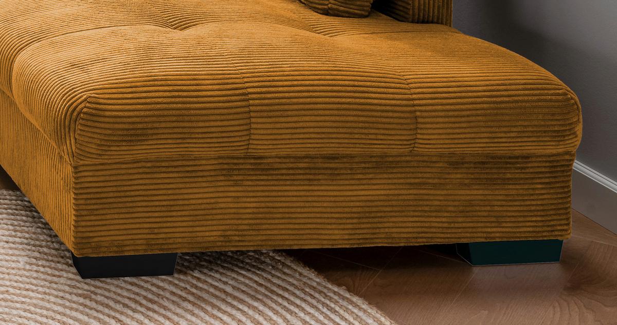 Wohnlandschaft Alvito Cognac Cord - Dunkelgrün/Cognac, Design, Holz/Textil (298/202cm) - MID.YOU