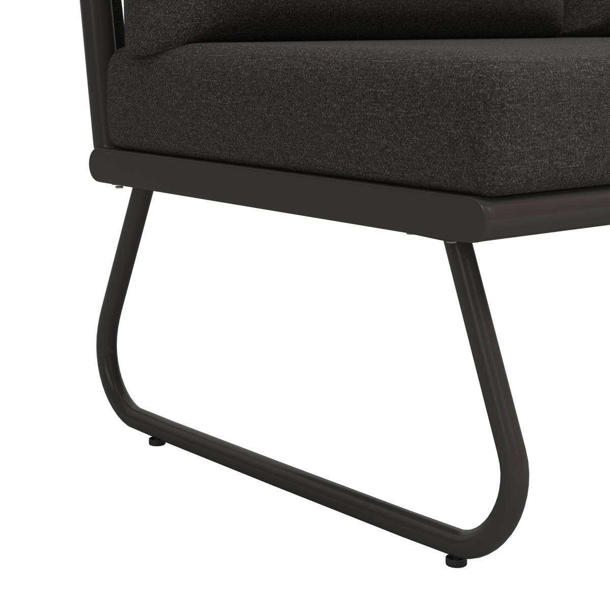 Loungegarnitur Elea Dunkelgrau Outdoorstoff/Metall +Abdeckung - Dunkelgrau/Anthrazit, MODERN, Textil/Stein (234/74/77cm) - Bessagi Garden