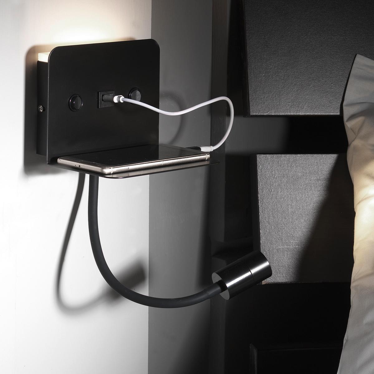 LED-Wandleuchte Schwarz max. 5 Watt - Schwarz, Basics, Metall (16/13/46cm)
