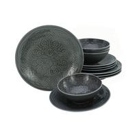 Jedilni Servis Orient Mandala, 12-Delni - temno siva, Trend, keramika - Creatable