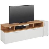 TV-Element in Weiß/Eichefarben - Eichefarben/Alufarben, MODERN, Holzwerkstoff/Kunststoff (160/53/40cm) - Mömax