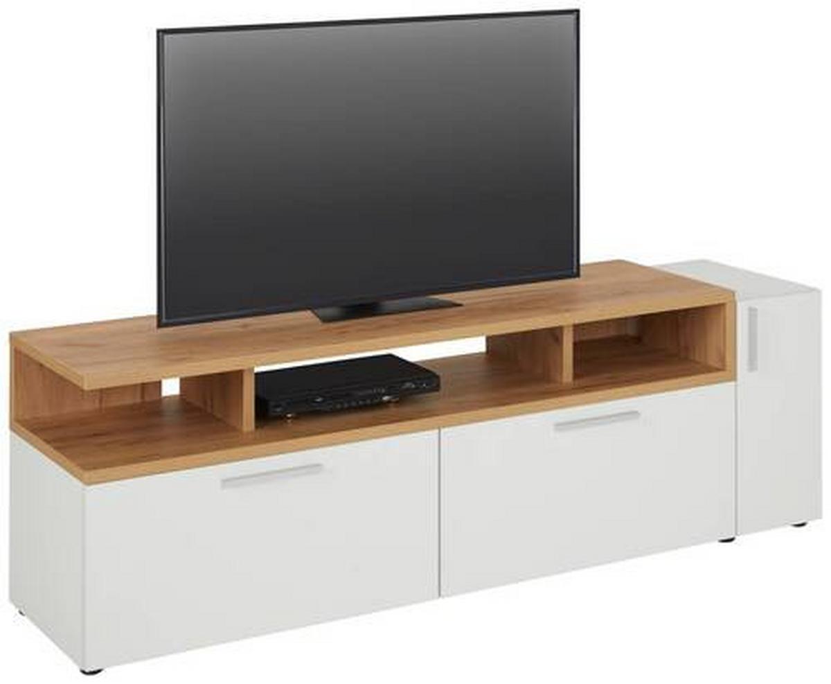 TV-Element in Weiß/Eichefarben - Eichefarben/Alufarben, MODERN, Holzwerkstoff/Kunststoff (160/53/40cm) - Mömax