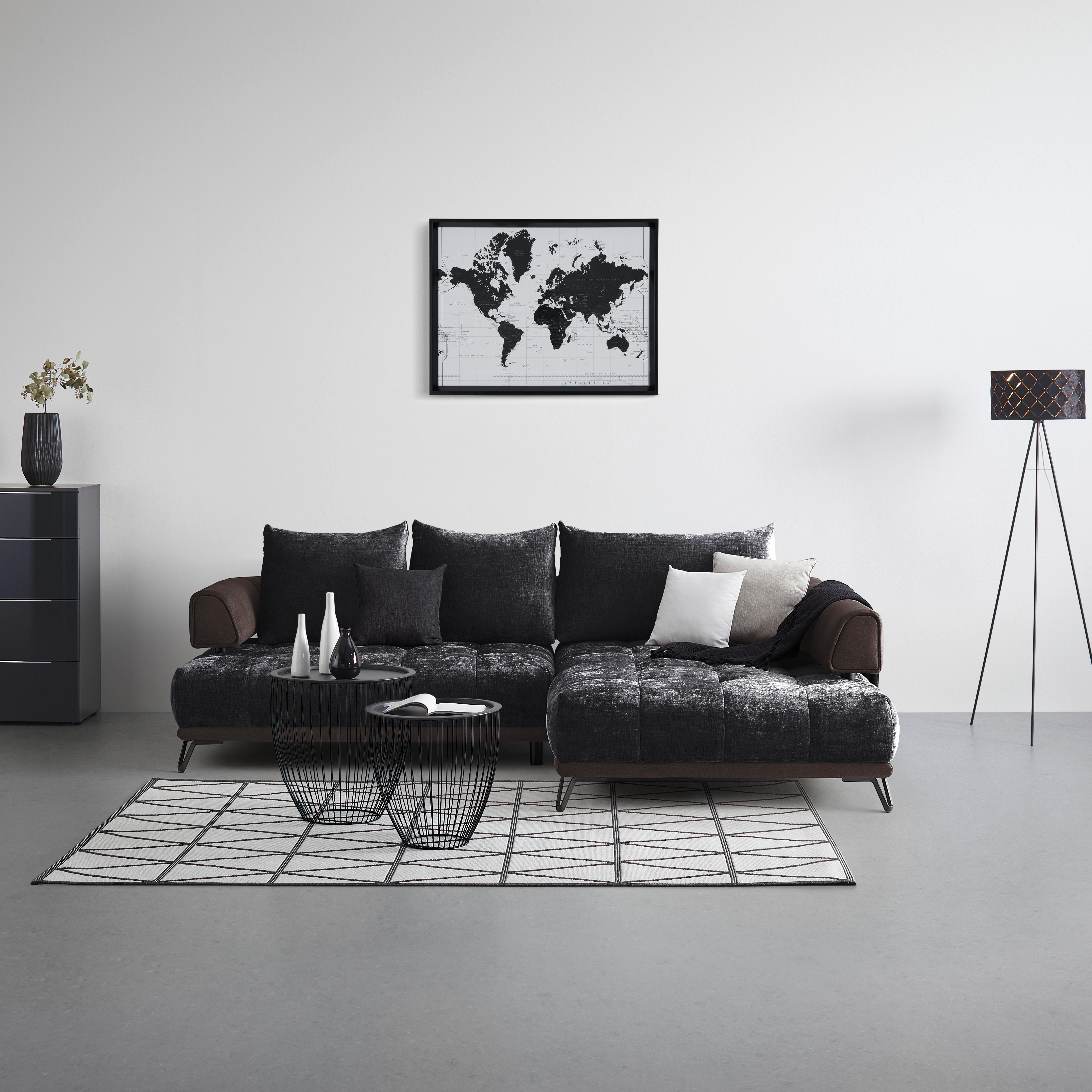 Ecksofa Morgan Anthrazit - Anthrazit/Schwarz, MODERN, Textil/Metall (262/67-87/184cm) - Mömax