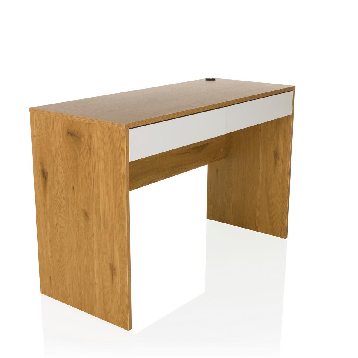 Pisalna Miza Berga, Bela, Barva Hrasta - barve hrasta/bela, Moderno, leseni material (120/50/78cm) - MID.YOU