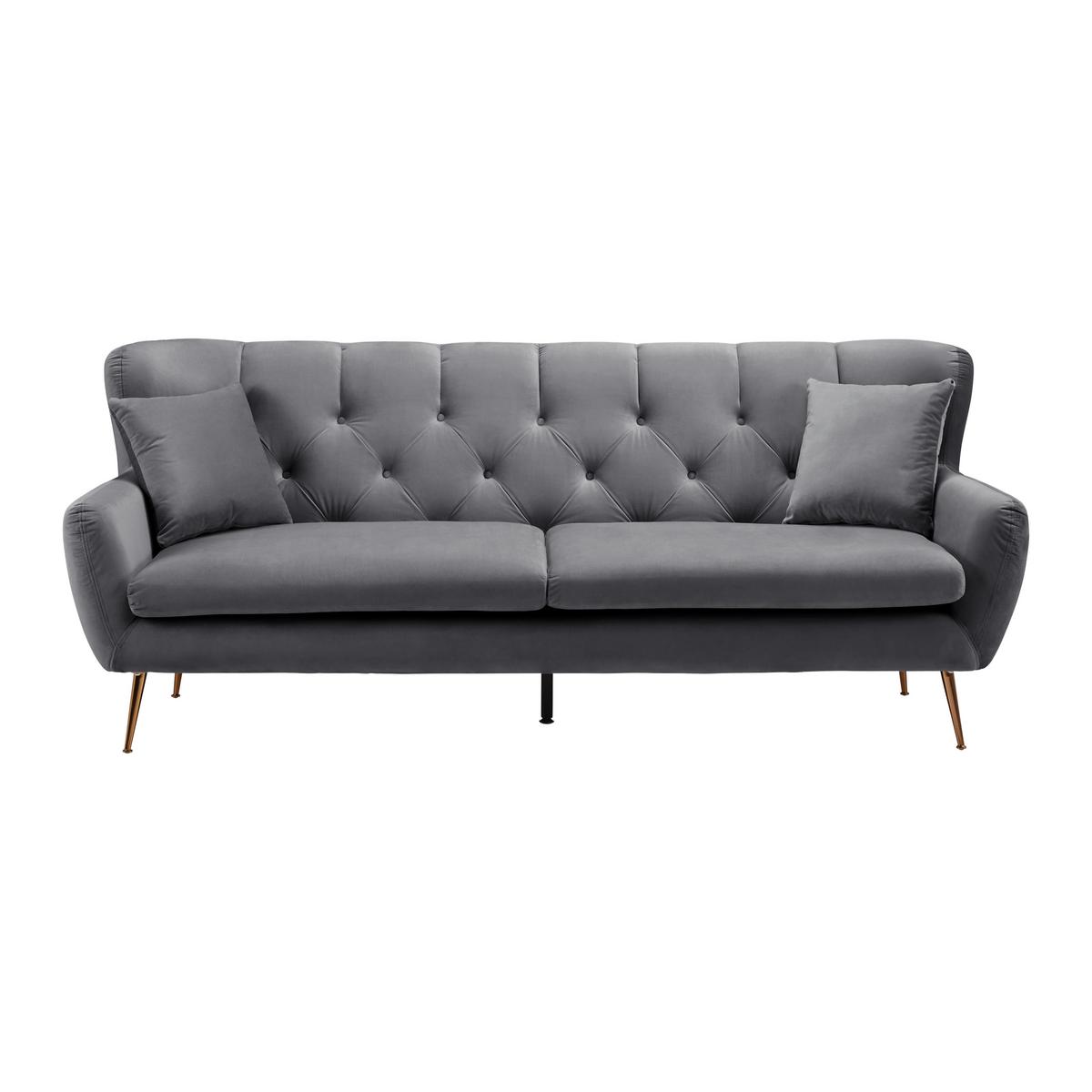 Bigsofa Liliana Dunkelgrau Samt - Dunkelgrau/Roségold, MODERN, Holz/Textil (227/95/93cm) - Bessagi Home