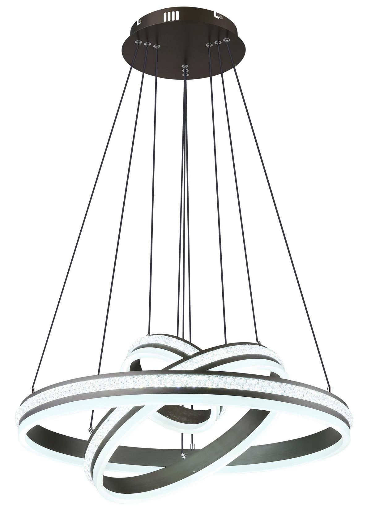 Viseča Led-svetilka Grouni, S Sijalko - barve titana/opal, Design, kovina/umetna masa (60/120cm) - Globo