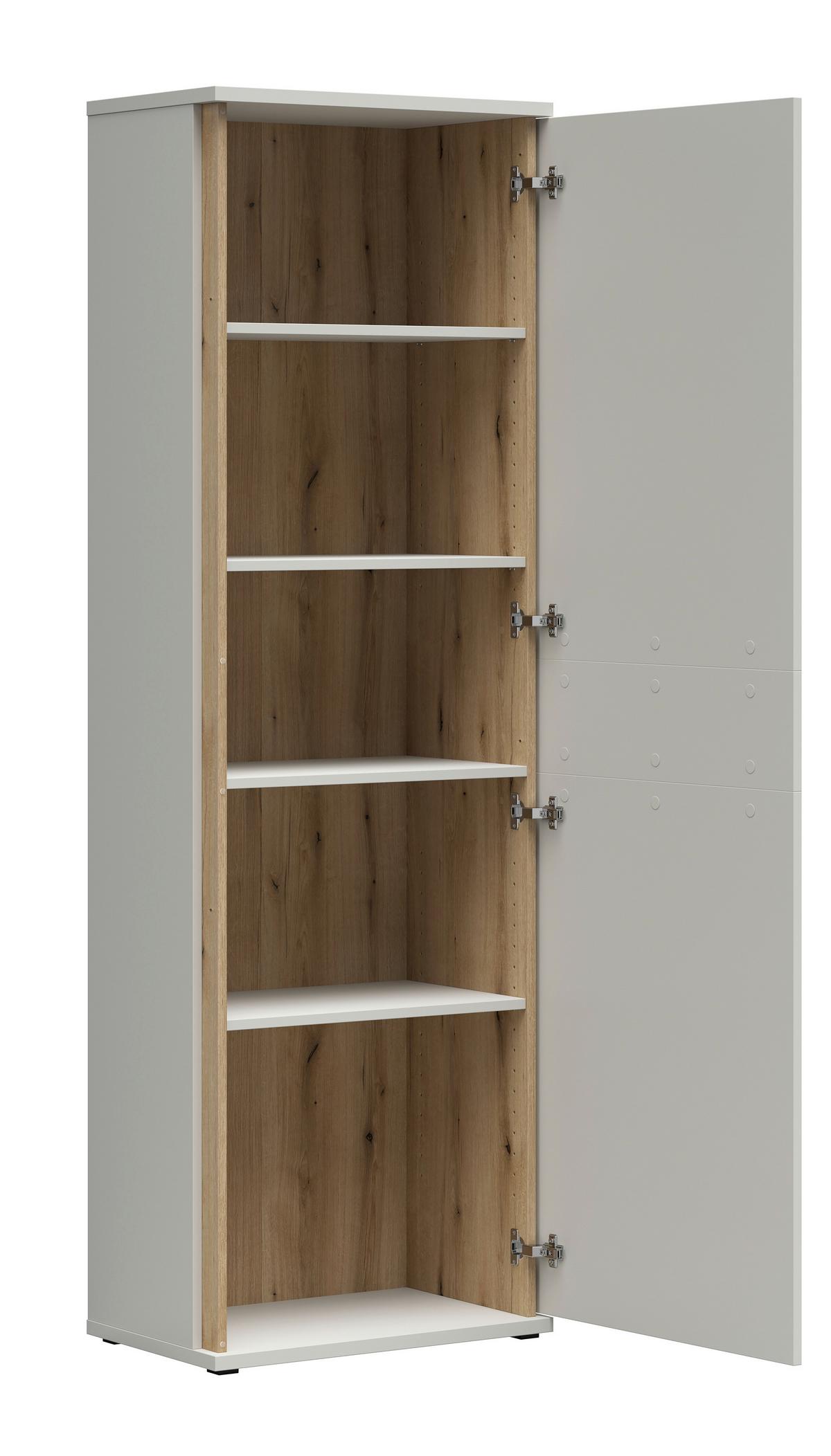 Mehrzweckschrank Antonio Creme/Eichefarben - Eichefarben/Creme, Modern, Holzwerkstoff/Kunststoff (61/190/38cm) - Mömax