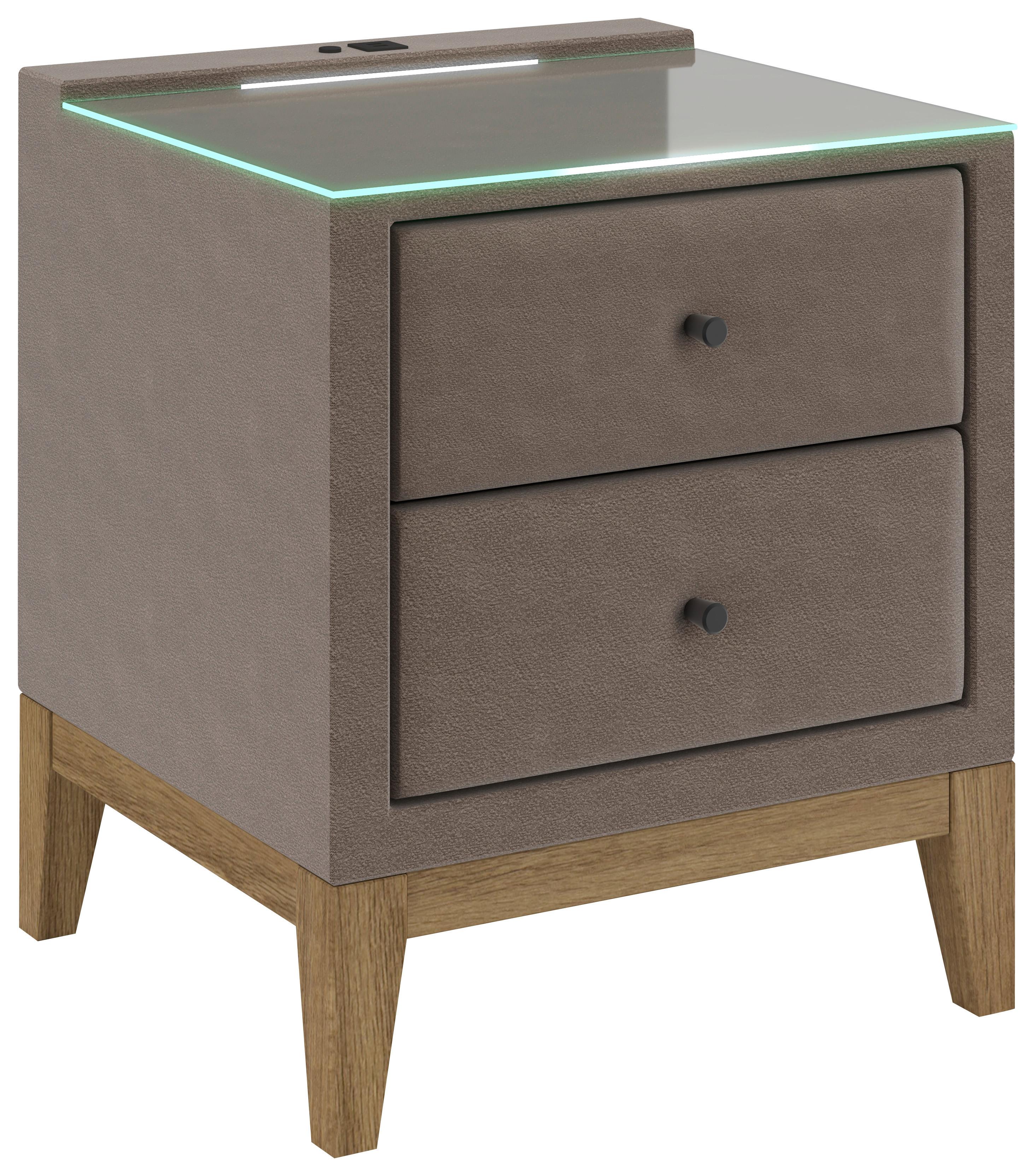 Noćni Ormarić Smile - taupe, Konvencionalno, staklo/drvni materijal (49/58,5/46cm) - Premium Living