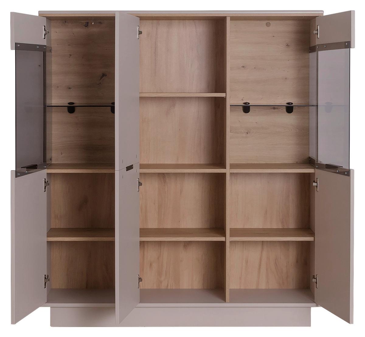 Vitrina Darius - kašmir/hrast Artisan, Trend, staklo/drvni materijal (132/148,3/37cm) - Modern Living