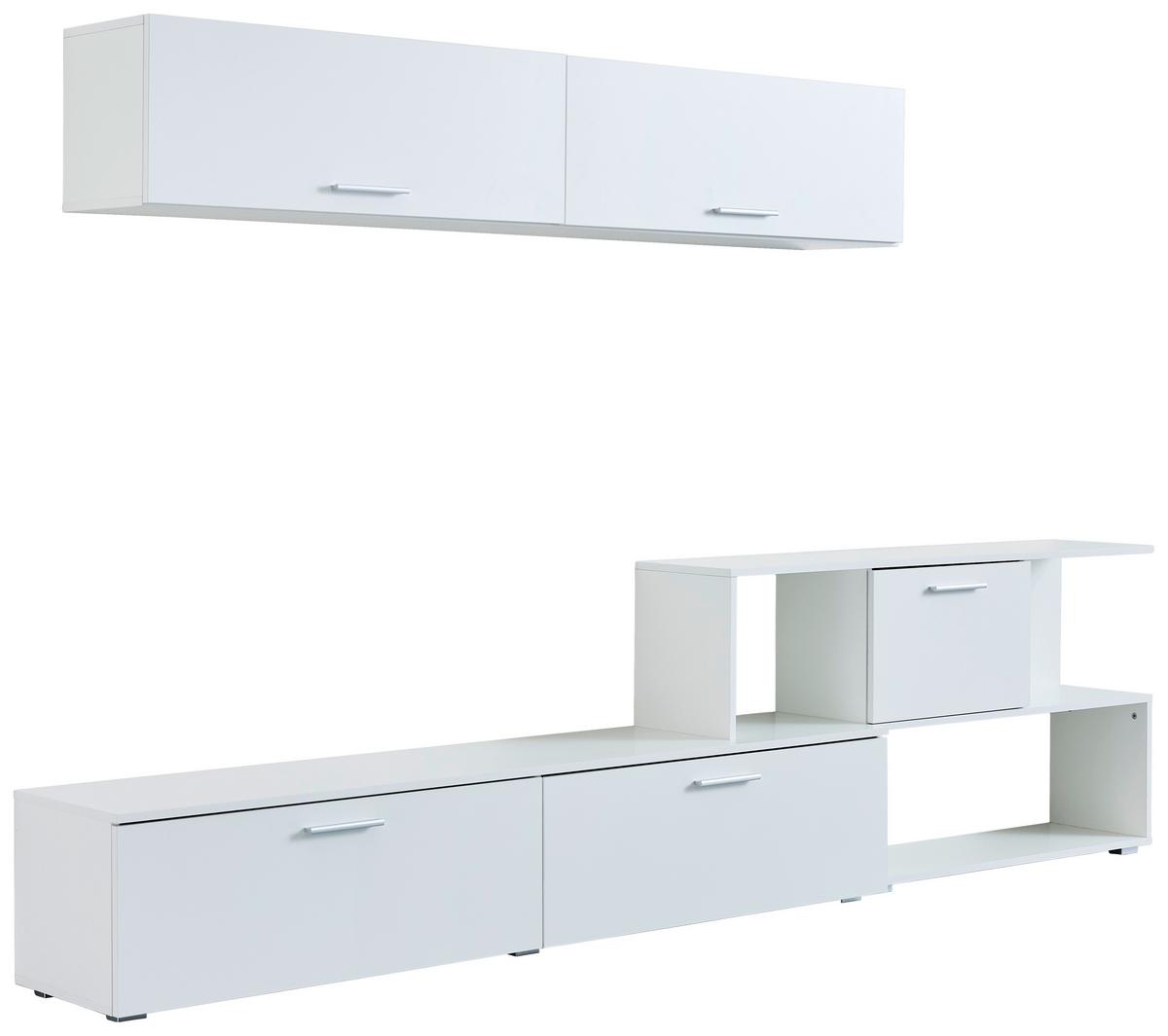 Dnevni Regal Chepo, Bela, 2-Delno - srebrne barve/bela, Design, umetna masa/leseni material (277/102/35cm) - MID.YOU