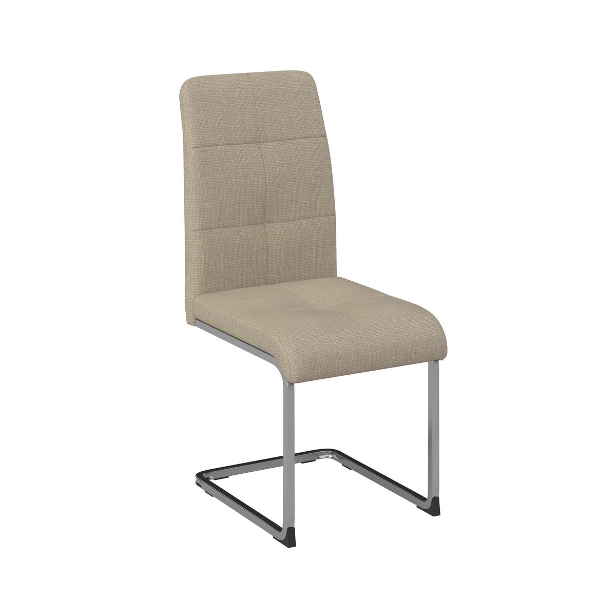 Schwingstuhl Lucie Creme Leinenoptik Gepolstert - Creme/Nickelfarben, MODERN, Textil/Metall (43/99/60cm) - Bessagi Home