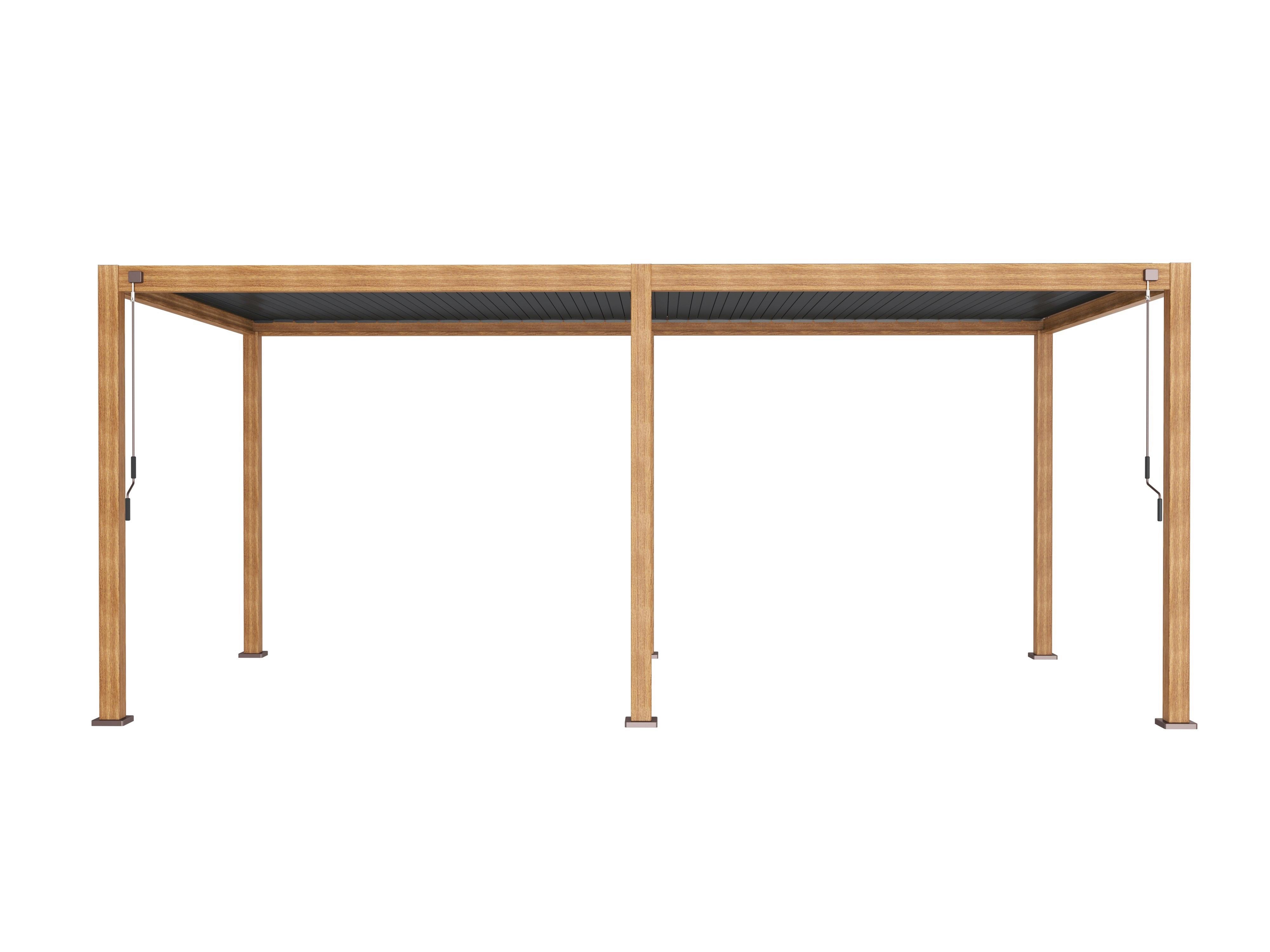 Pergola Deluxe ca. 300x600 cm Alu Holzoptik - Anthrazit, MODERN, Metall (600/250/300cm) - Gardenson