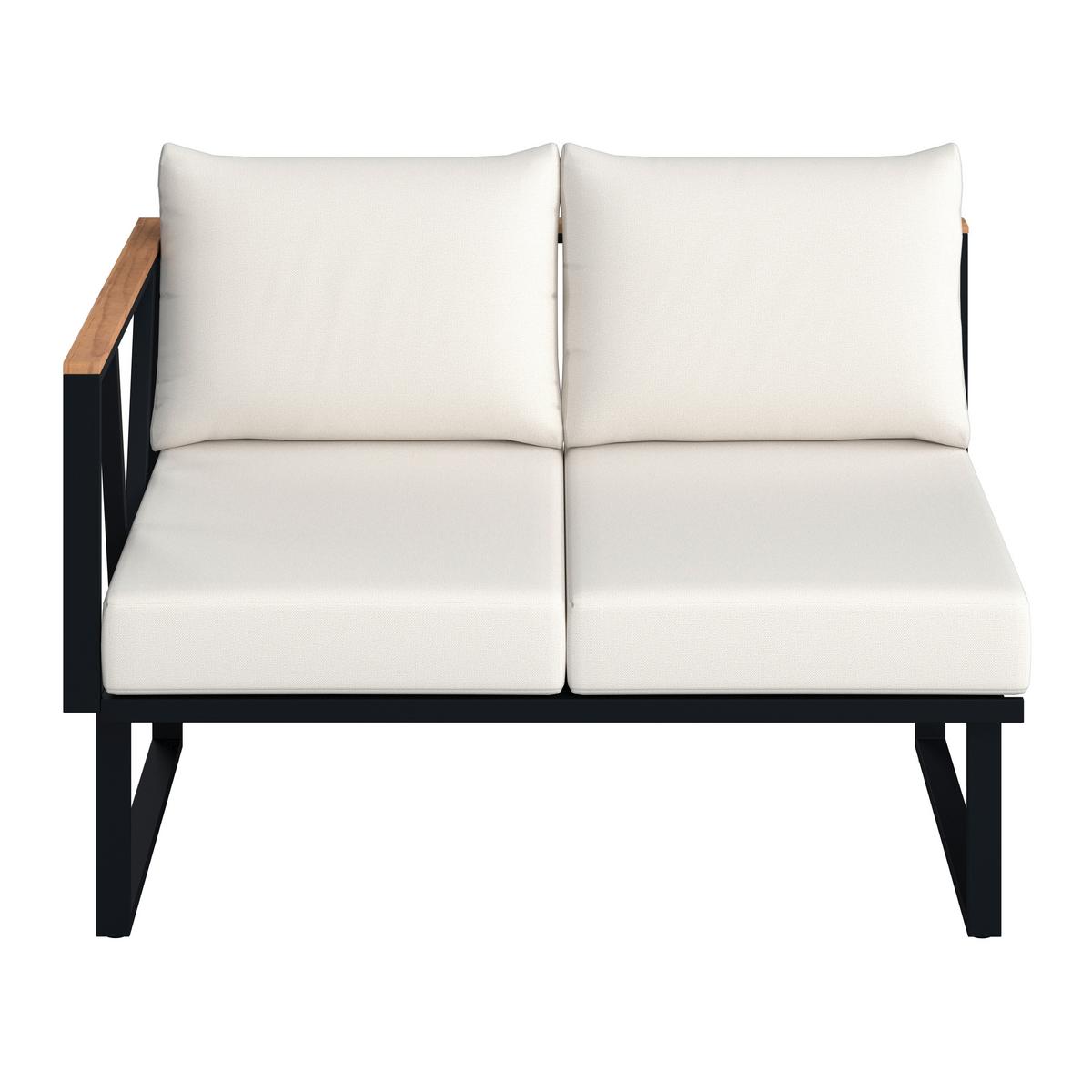 Loungegarnitur Loretta Creme Metall/Holz/Outdoorstoff - Creme/Schwarz, MODERN, Holz/Textil (80/75/80cm) - Bessagi Garden