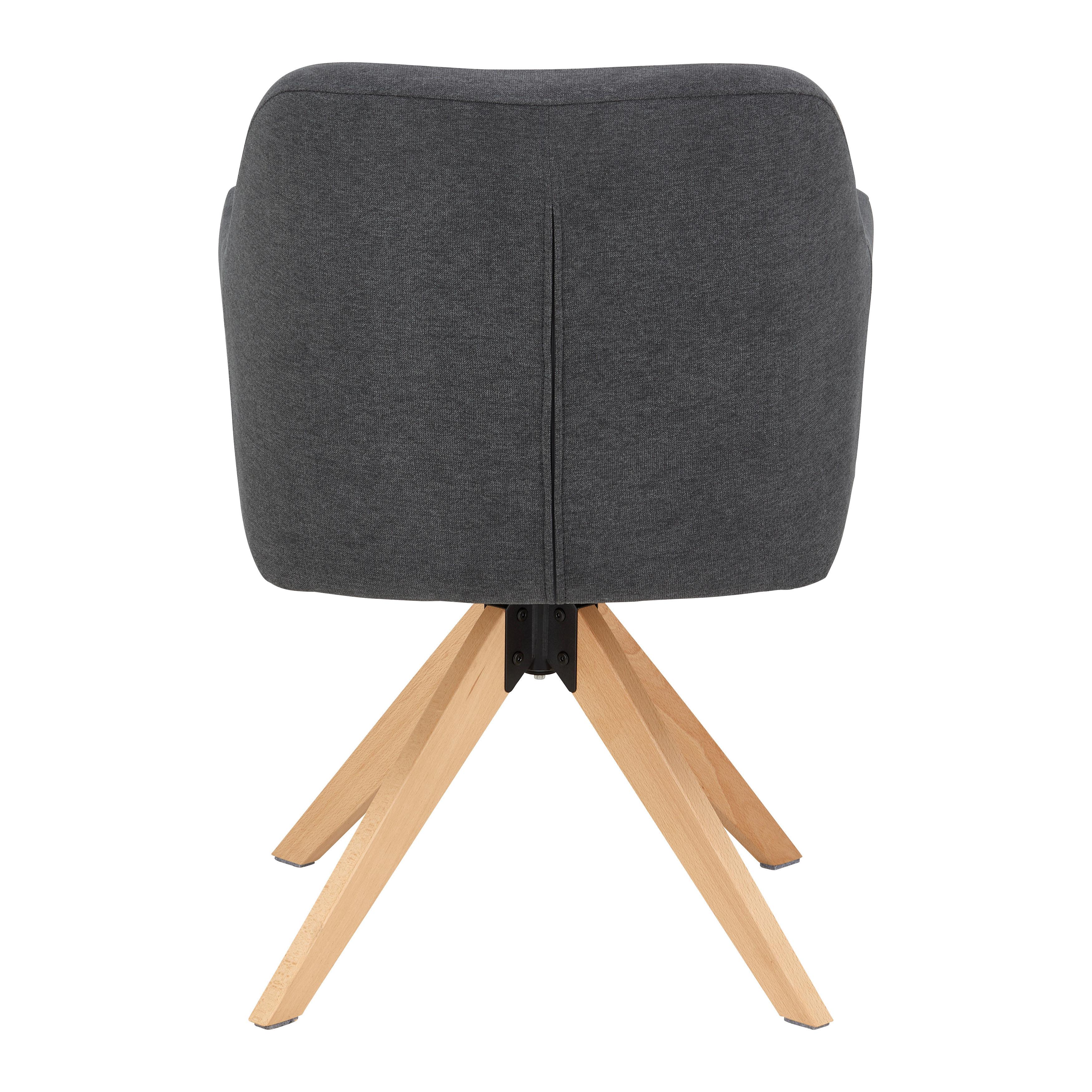 STOL MED ARMSTÖD LUCITA - mörkgrå/naturfärgad, Modern, metall/trä (59/88/60cm) - Bessagi Home