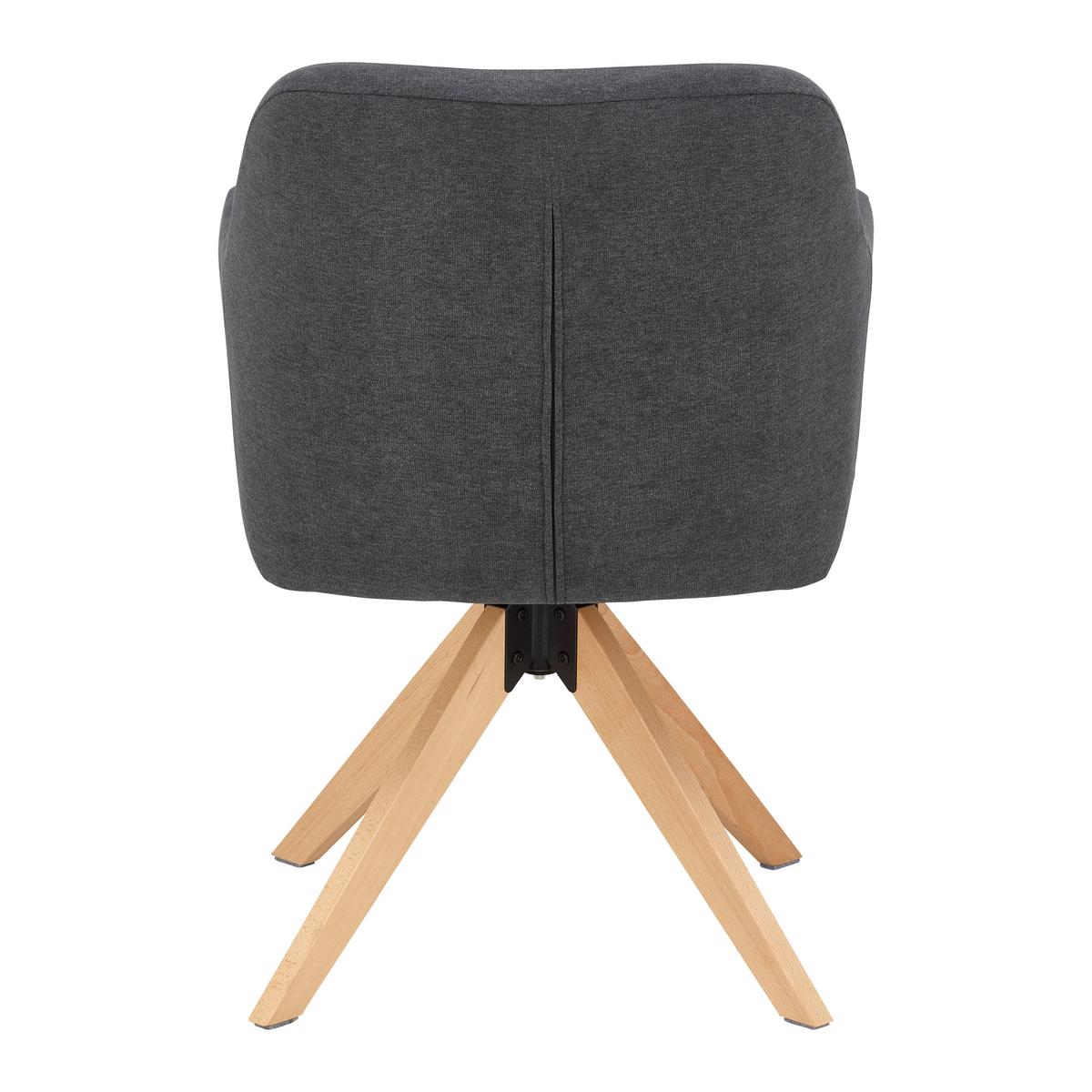 Armlehnstuhl Lucita Dunkelgrau Samt Drehbar Gepolstert - Dunkelgrau/Naturfarben, MODERN, Holz/Textil (59/88/60cm) - Bessagi Home