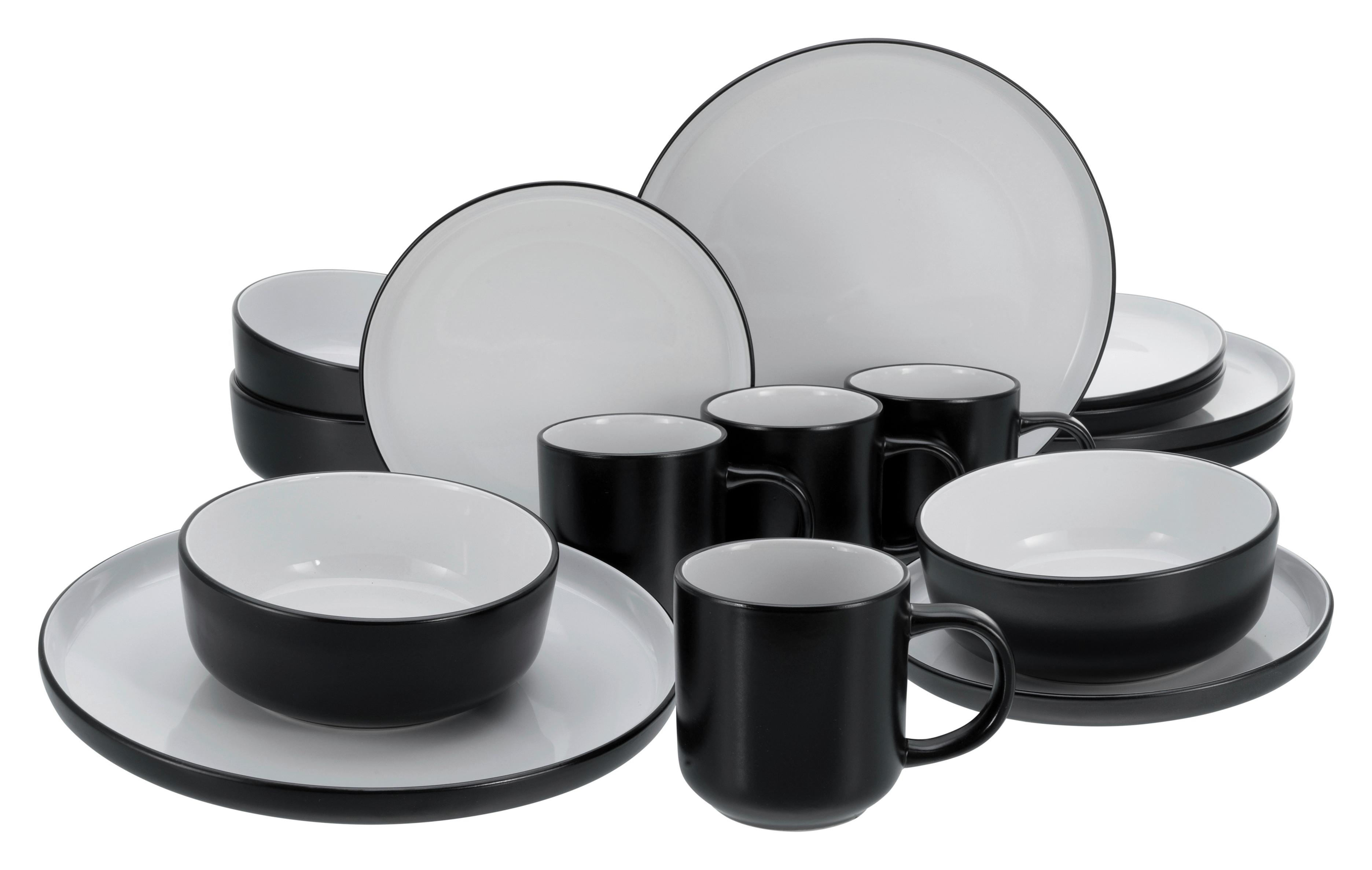 Kombinirani Servis Nordic Cool Black, 16-Delni - črna/sivobela, Basics, keramika - Creatable