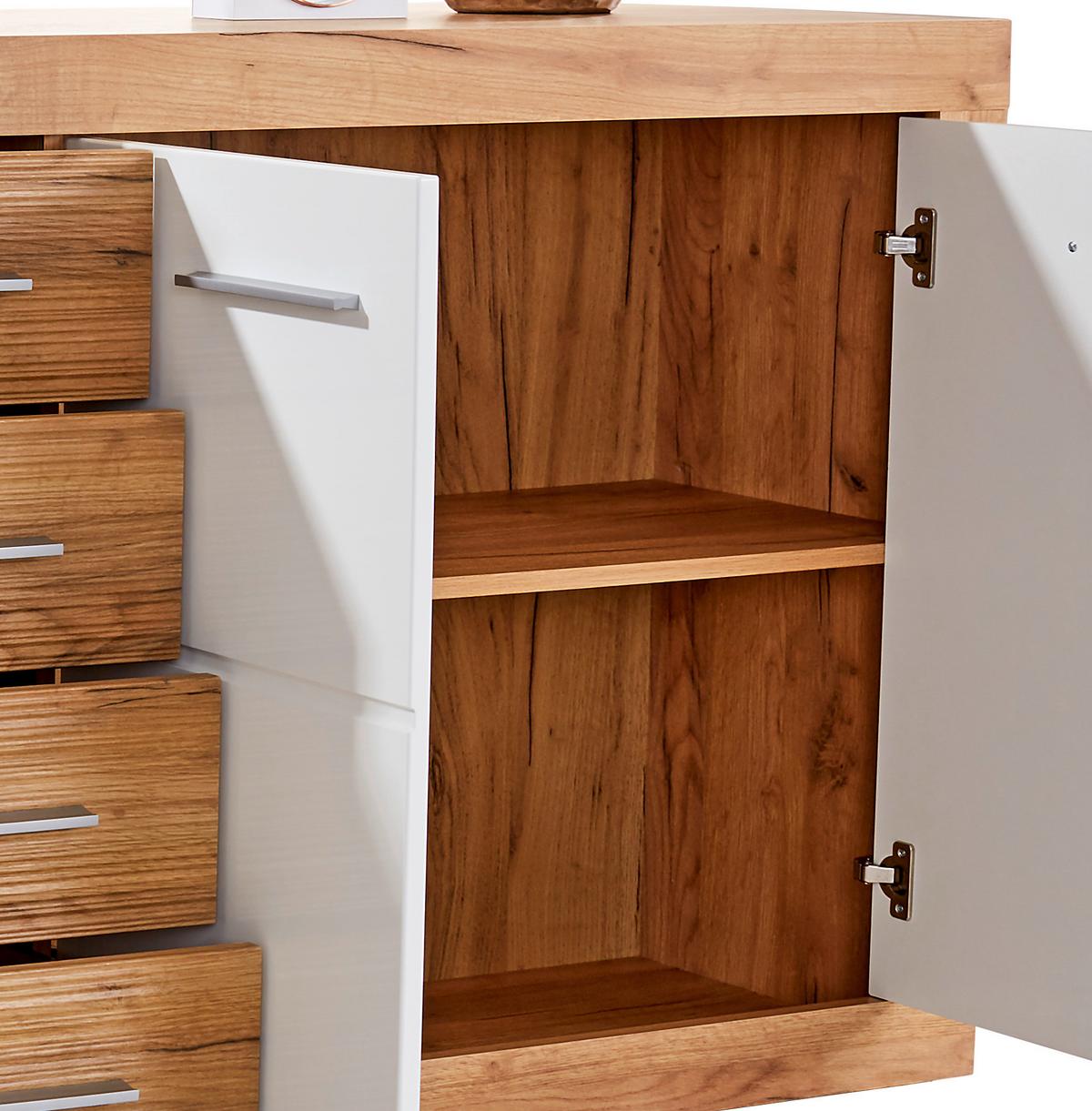 Komoda Malta - barve kroma/barve hrasta, Moderno, umetna masa/leseni material (178,6/86/39,9cm) - Mömax