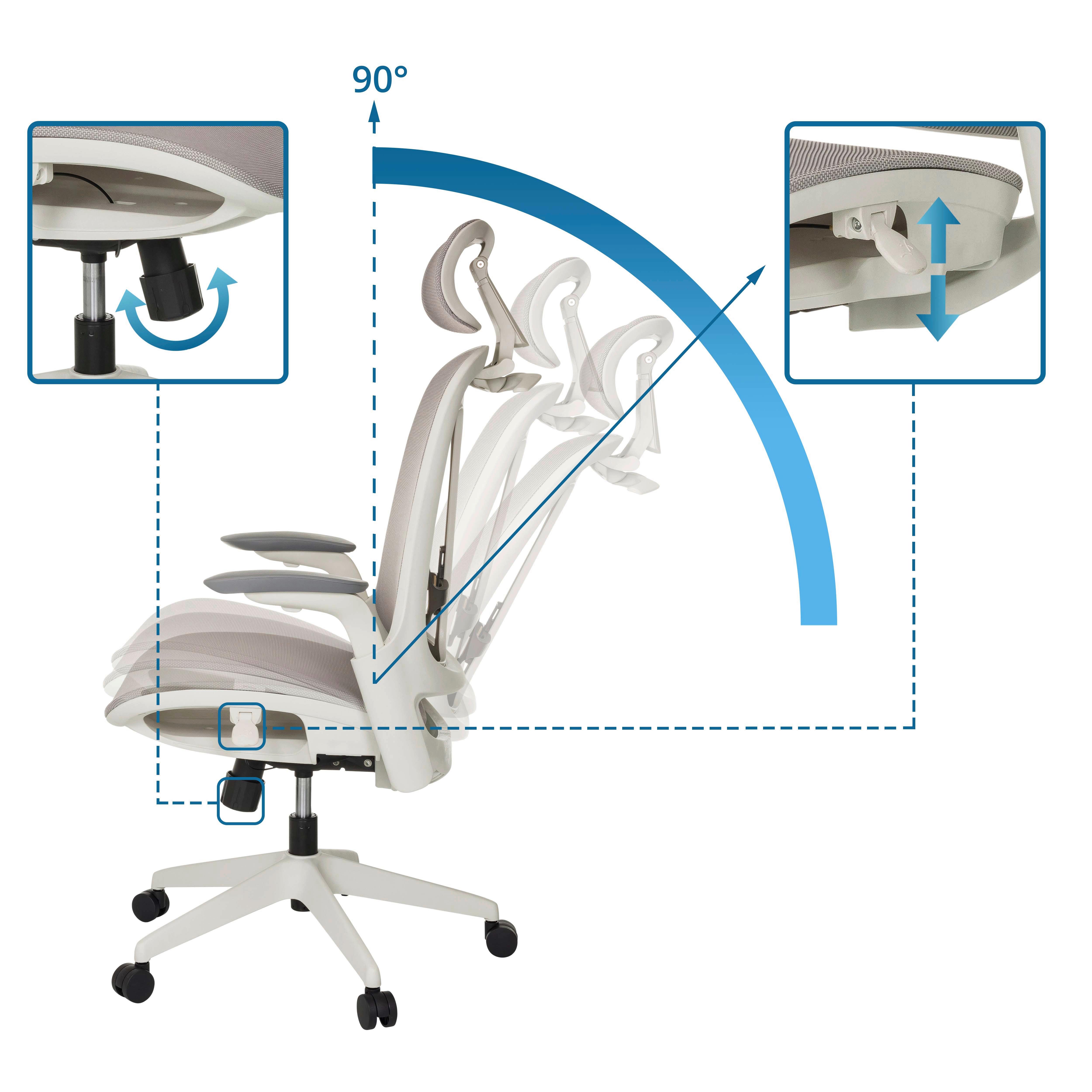 Pisarniški Stol Arceo M, Siva - siva/bela, Moderno, umetna masa/tekstil (63/120-131/62cm) - MID.YOU