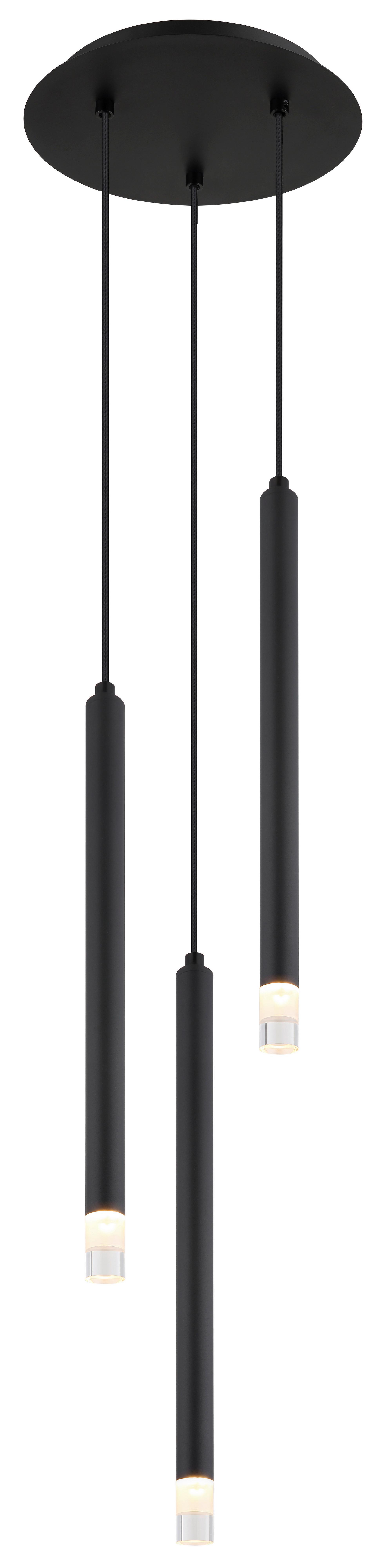 Hängeleuchte Blake Schwarz Max. 4 Watt - Klar/Schwarz, Basics, Kunststoff/Textil (24/120cm) - Globo