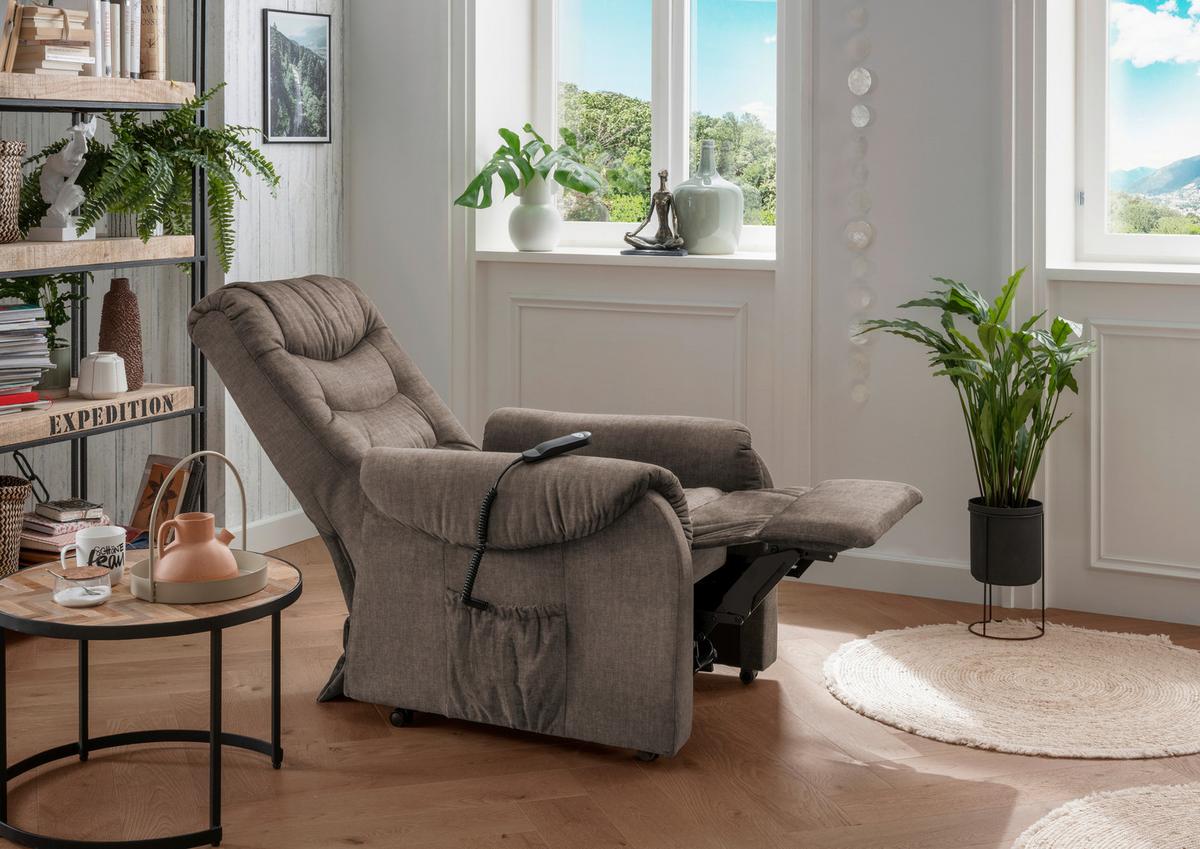 Fernsehsessel Nino Braun Velours - Schwarz/Braun, Design, Kunststoff/Textil (76/106/94cm) - Livetastic