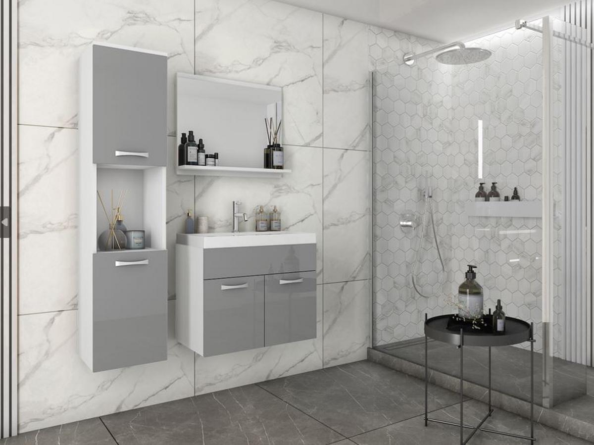 Badmöbel-Set 4 tlg. Montreal ca. 90 cm Grau/Weiß - Weiß/Grau, LIFESTYLE, Holzwerkstoff/Metall (90cm) - P & B