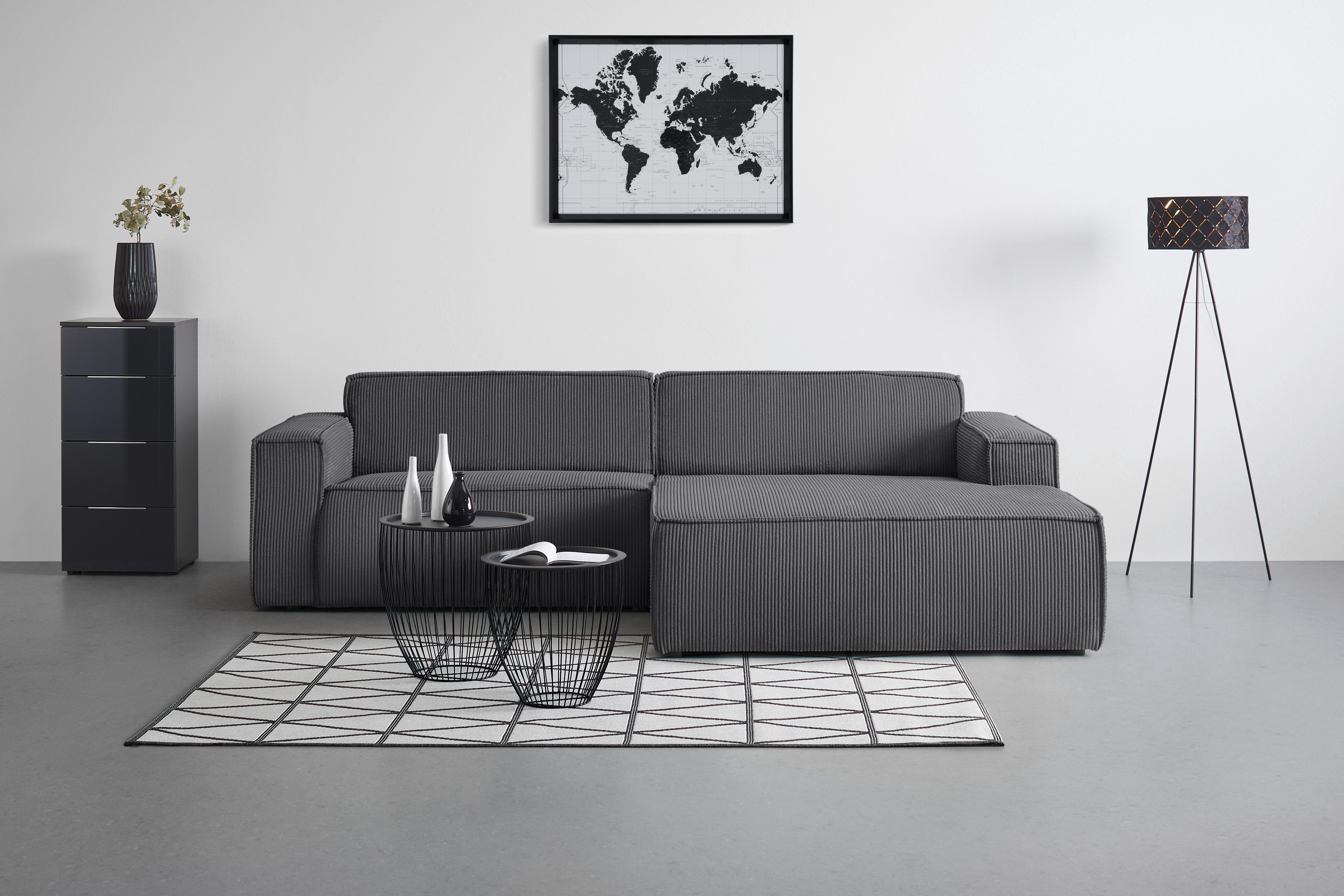 Wohnlandschaft Loft in Anthrazit - Anthrazit/Schwarz, MODERN, Kunststoff/Textil (265/75/172cm) - Mömax