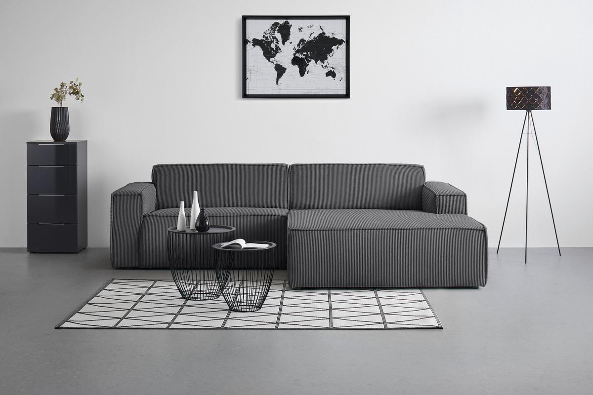Wohnlandschaft Loft in Anthrazit - Anthrazit/Schwarz, MODERN, Kunststoff/Textil (265/75/172cm) - Mömax