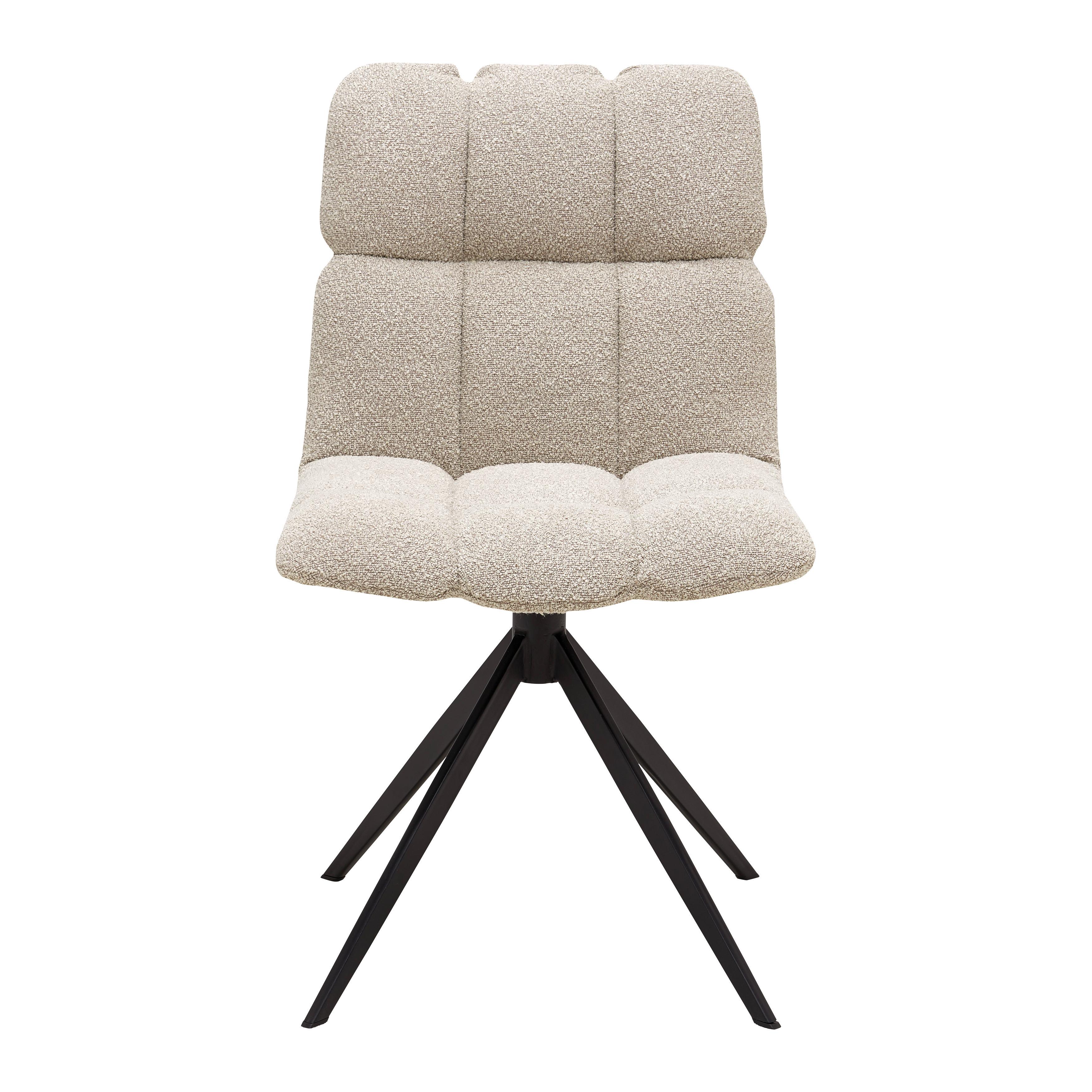 Stuhl Malu Beige Boucle drehbar Gepolstert - Beige/Schwarz, MODERN, Textil/Metall (53/68/83cm) - Bessagi Home