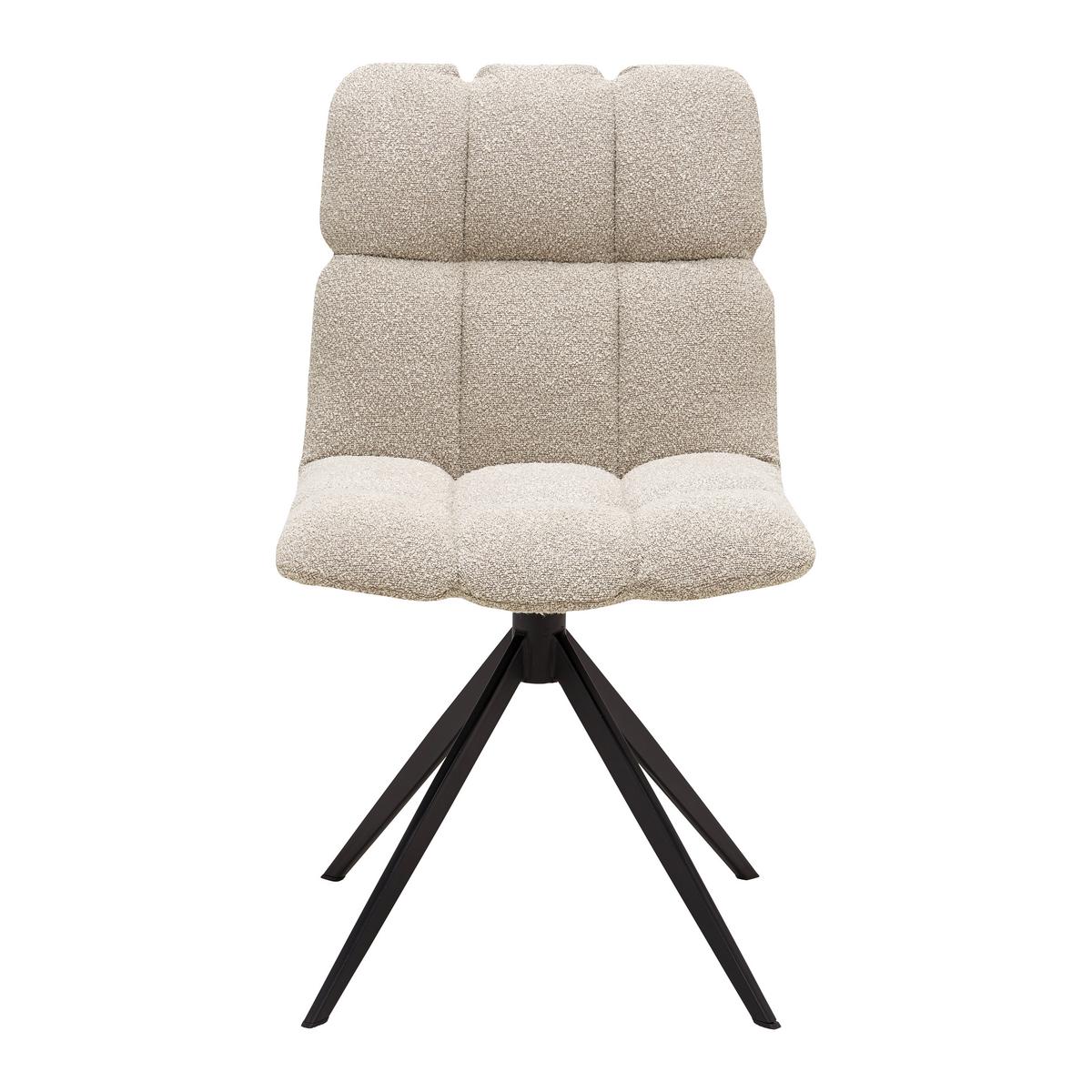 Stuhl Malu Beige Boucle drehbar Gepolstert - Beige/Schwarz, MODERN, Textil/Metall (53/68/83cm) - Bessagi Home