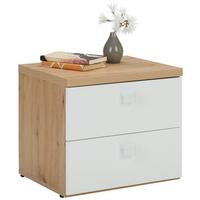 Nachtkästchen in Weiß/Eichefarben - Eichefarben/Weiß, MODERN, Holzwerkstoff/Kunststoff (49/44/40cm) - Mömax
