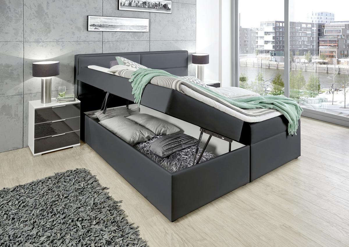 ŁÓŻKO BOXSPRING MERCURA 180X200 GRAPHIT - kolor grafitowy/szary, Modern, materiał drewnopochodny/tkanina (180/200cm) - MID.YOU