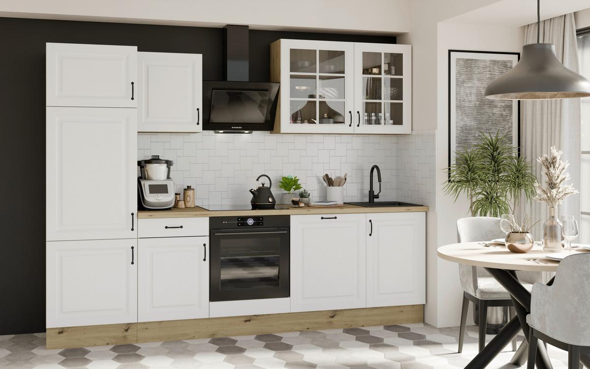 Kuhinjski Blok Brez Aparatov Stina, 280cm - črna/bela, Romantika, kovina/steklo (280/219/60cm) - Livetastic