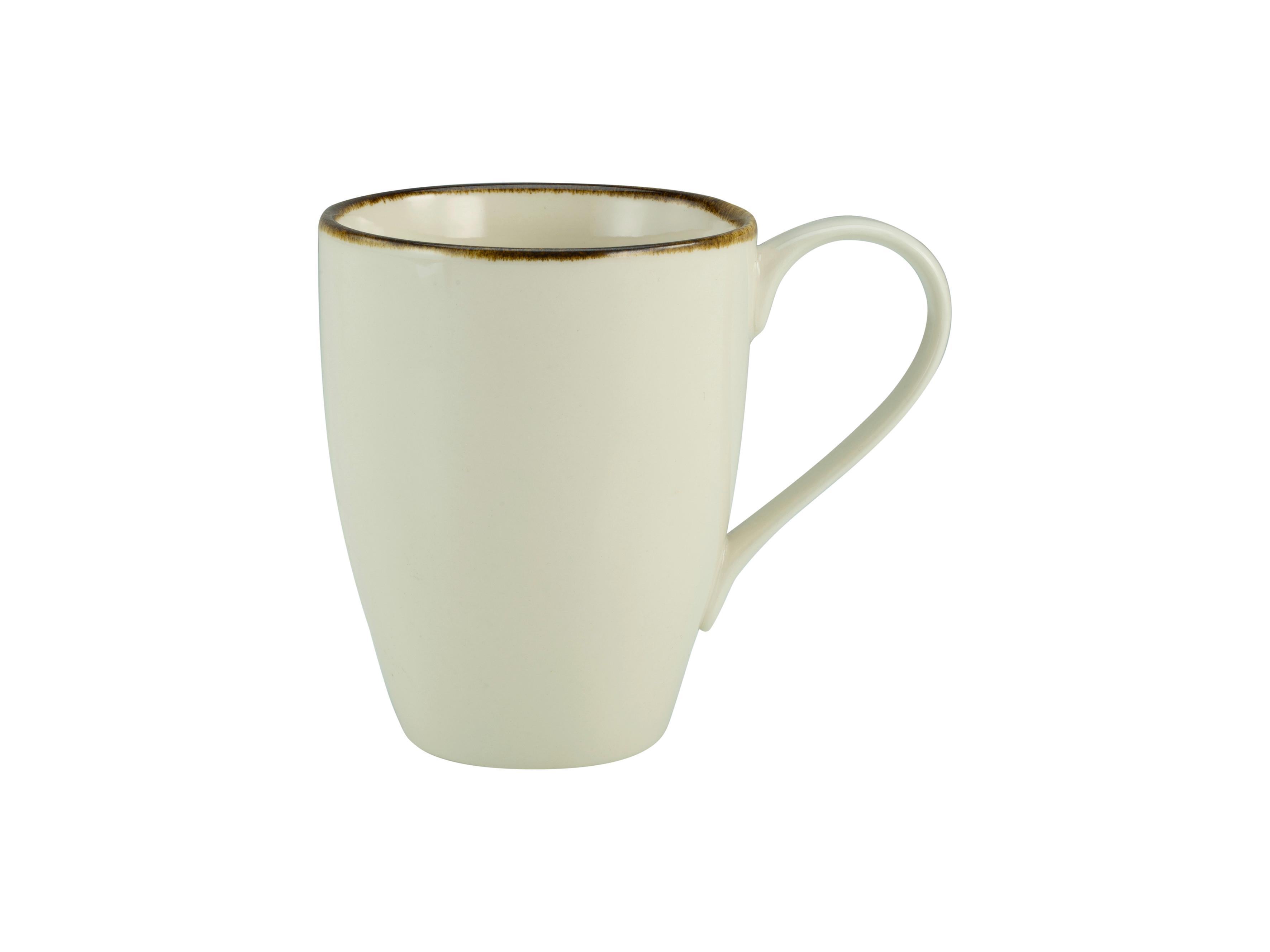 KUBEK DO KAWY LINEN - kremowy/biały, ceramika (13/9/11cm) - Premium Living