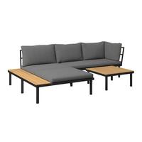 KOMPLET MEBLI TARASOWYCH BORIS - kolor akacjowy/czarny, Basics, metal/drewno (159/273,5cm) - Ambia Garden