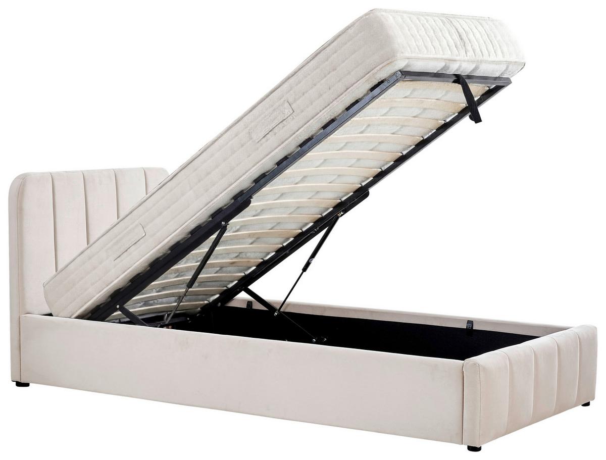 ŁÓŻKO TAPICEROWANE GISELLA - beżowy/kolor naturalny, Design, tworzywo sztuczne/drewno (90/200cm) - Boxxx