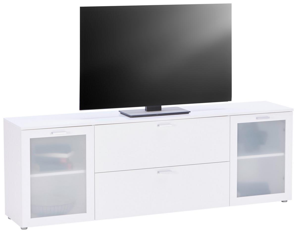 Nizka Omara Xeno, Bela - bela, Moderno, steklo/leseni material (180/62/37cm)