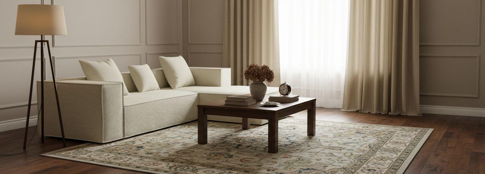 NAROŻNIK ZUNO - beżowy, Design, tkanina (270/60/100cm) - P & B