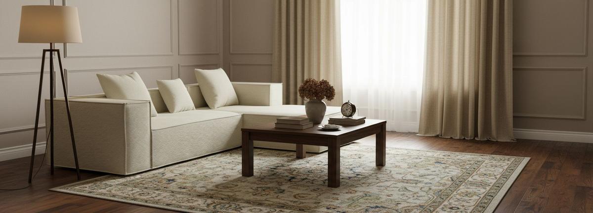 NAROŻNIK ZUNO - beżowy, Design, tkanina (270/60/100cm) - P & B