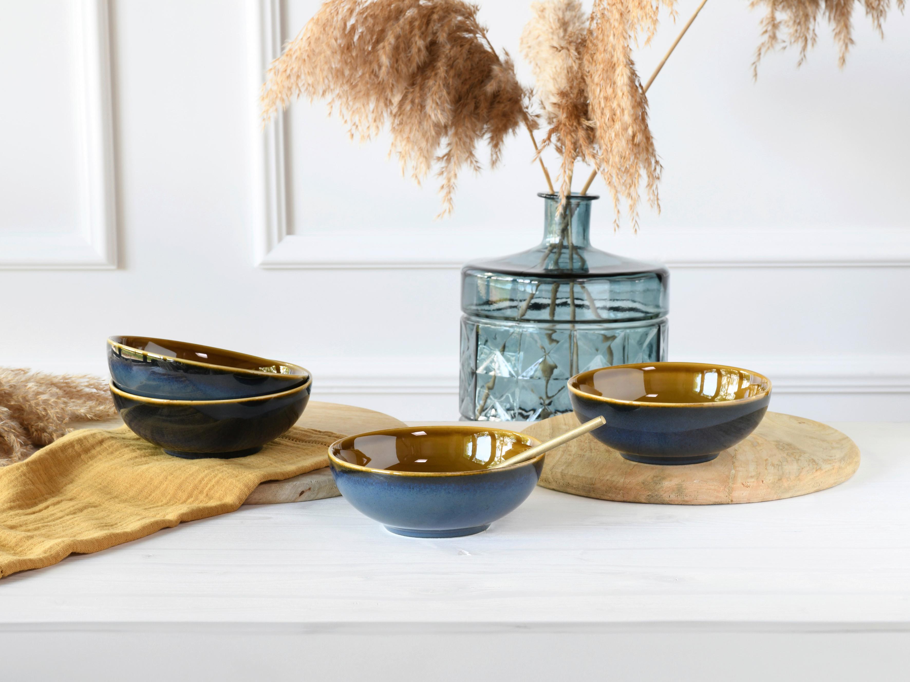 Schüsselset Mallorca Blau/Braun, 4-teilig - Blau/Braun, Basics, Keramik (16,5cm) - Creatable