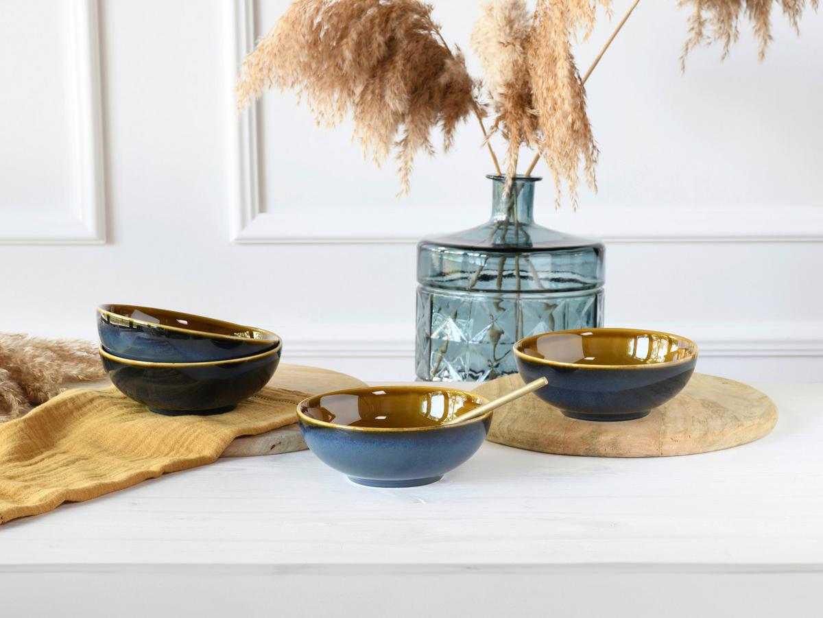 Schüsselset Mallorca Blau/Braun, 4-teilig - Blau/Braun, Basics, Keramik (16,5cm) - Creatable
