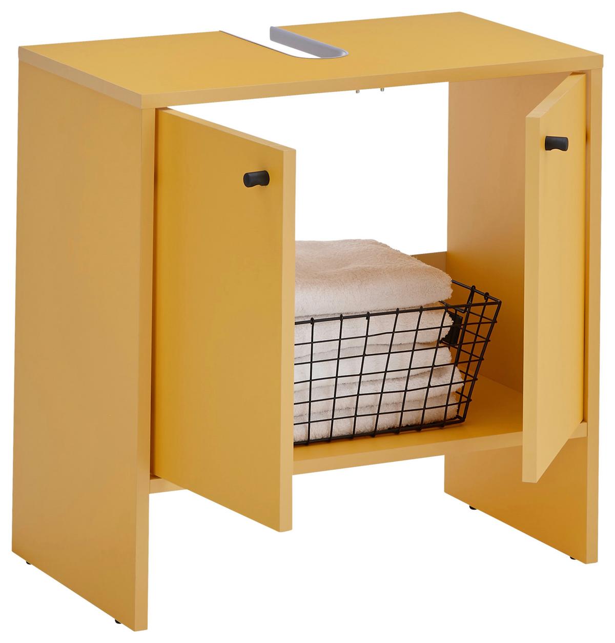 SZAFKA POD UMYWALKĘ KAIRO - czarny/żółty, Modern, materiał drewnopochodny/tworzywo sztuczne (60/60/35cm) - MID.YOU